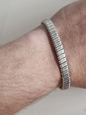 Vintage MCM Brutalist Ed Levin Sterling Silver Adjustable Cuff Bracelet Mens
